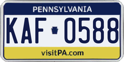 PA license plate KAF0588