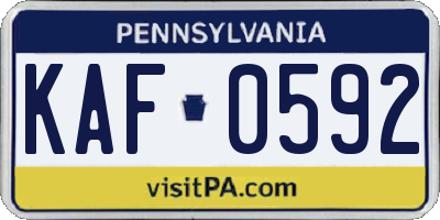 PA license plate KAF0592