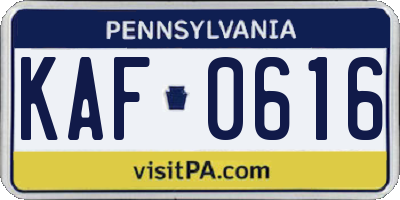PA license plate KAF0616