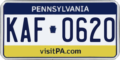 PA license plate KAF0620