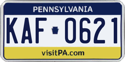 PA license plate KAF0621