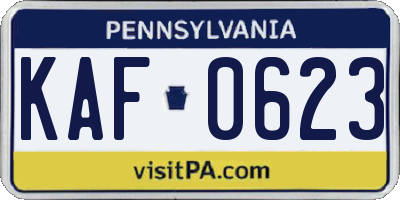 PA license plate KAF0623