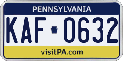 PA license plate KAF0632
