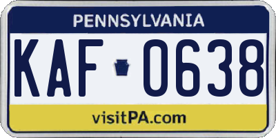 PA license plate KAF0638