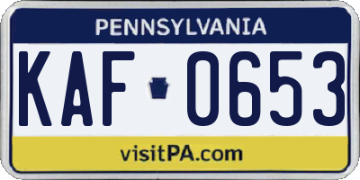 PA license plate KAF0653