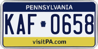 PA license plate KAF0658
