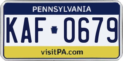 PA license plate KAF0679