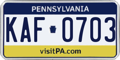 PA license plate KAF0703