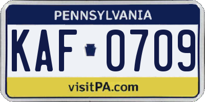 PA license plate KAF0709
