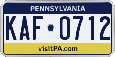 PA license plate KAF0712