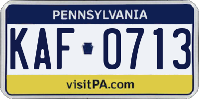PA license plate KAF0713