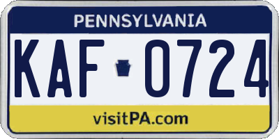 PA license plate KAF0724