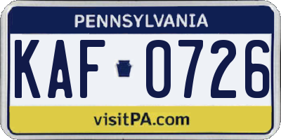 PA license plate KAF0726