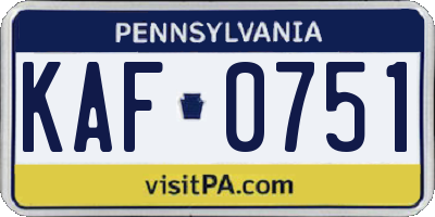 PA license plate KAF0751