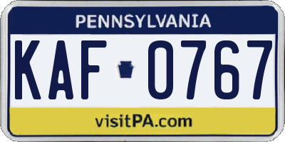 PA license plate KAF0767