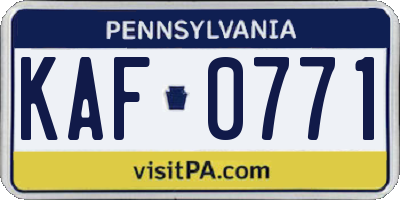PA license plate KAF0771