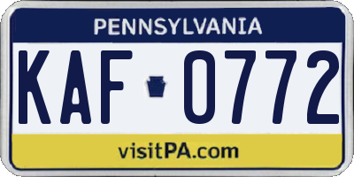 PA license plate KAF0772
