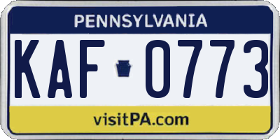 PA license plate KAF0773