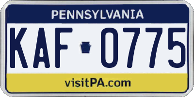 PA license plate KAF0775