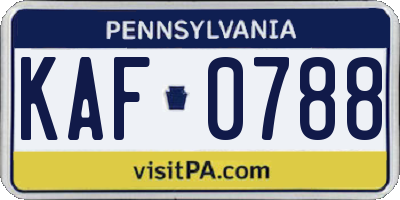 PA license plate KAF0788