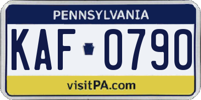 PA license plate KAF0790