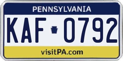 PA license plate KAF0792
