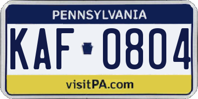 PA license plate KAF0804