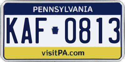 PA license plate KAF0813