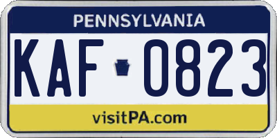 PA license plate KAF0823