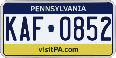 PA license plate KAF0852