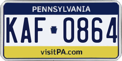 PA license plate KAF0864