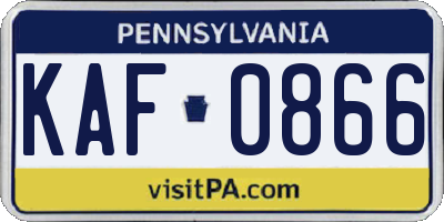 PA license plate KAF0866