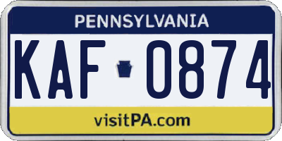 PA license plate KAF0874