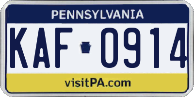 PA license plate KAF0914