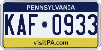 PA license plate KAF0933