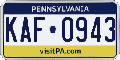 PA license plate KAF0943