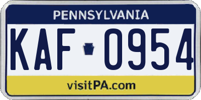 PA license plate KAF0954