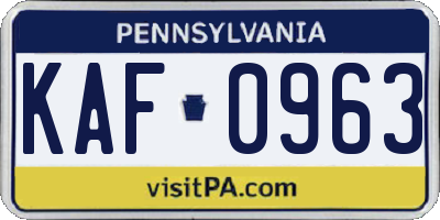 PA license plate KAF0963