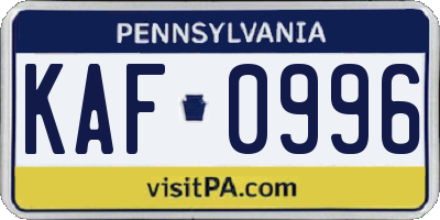 PA license plate KAF0996