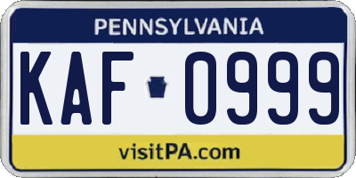 PA license plate KAF0999