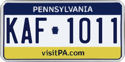 PA license plate KAF1011