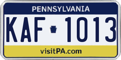 PA license plate KAF1013