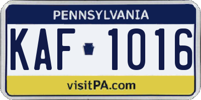 PA license plate KAF1016