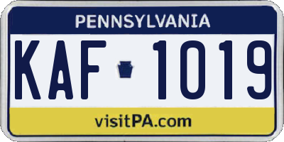 PA license plate KAF1019