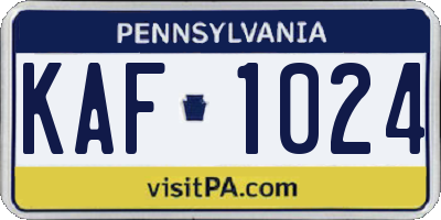 PA license plate KAF1024