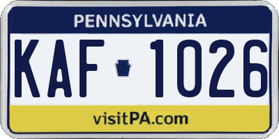 PA license plate KAF1026