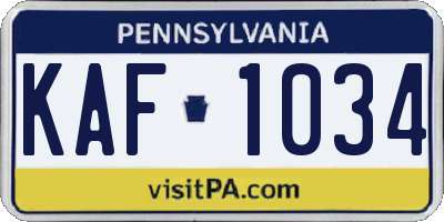 PA license plate KAF1034
