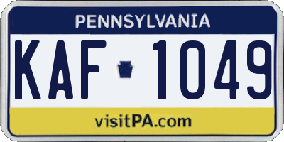 PA license plate KAF1049