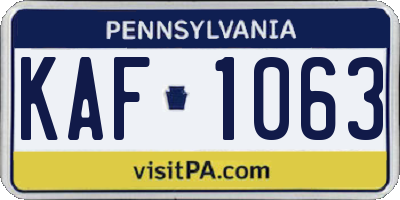 PA license plate KAF1063