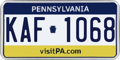 PA license plate KAF1068